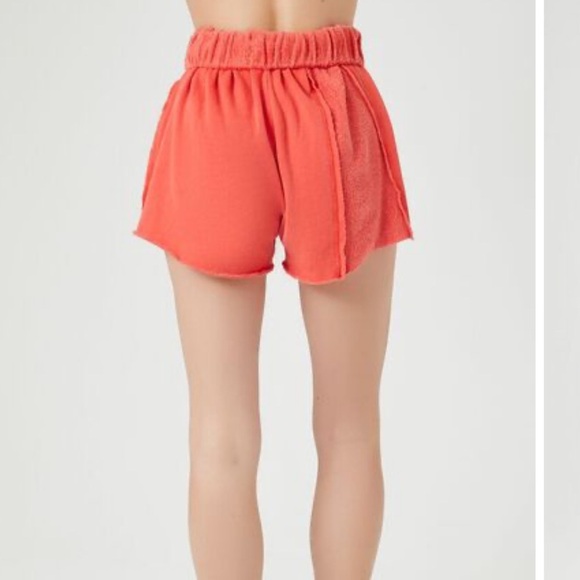 FOREVER 21 BRIGHT RED REWORKED FLEECE SWEAT SHORTS SIZE MEDIUM - Picture 3 of 8